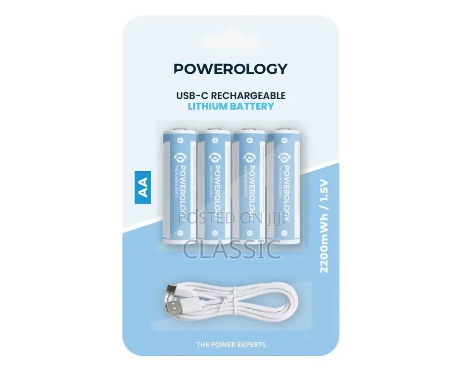 Powerology Type-C Rechargeable Lithium-Ion Aa Battery