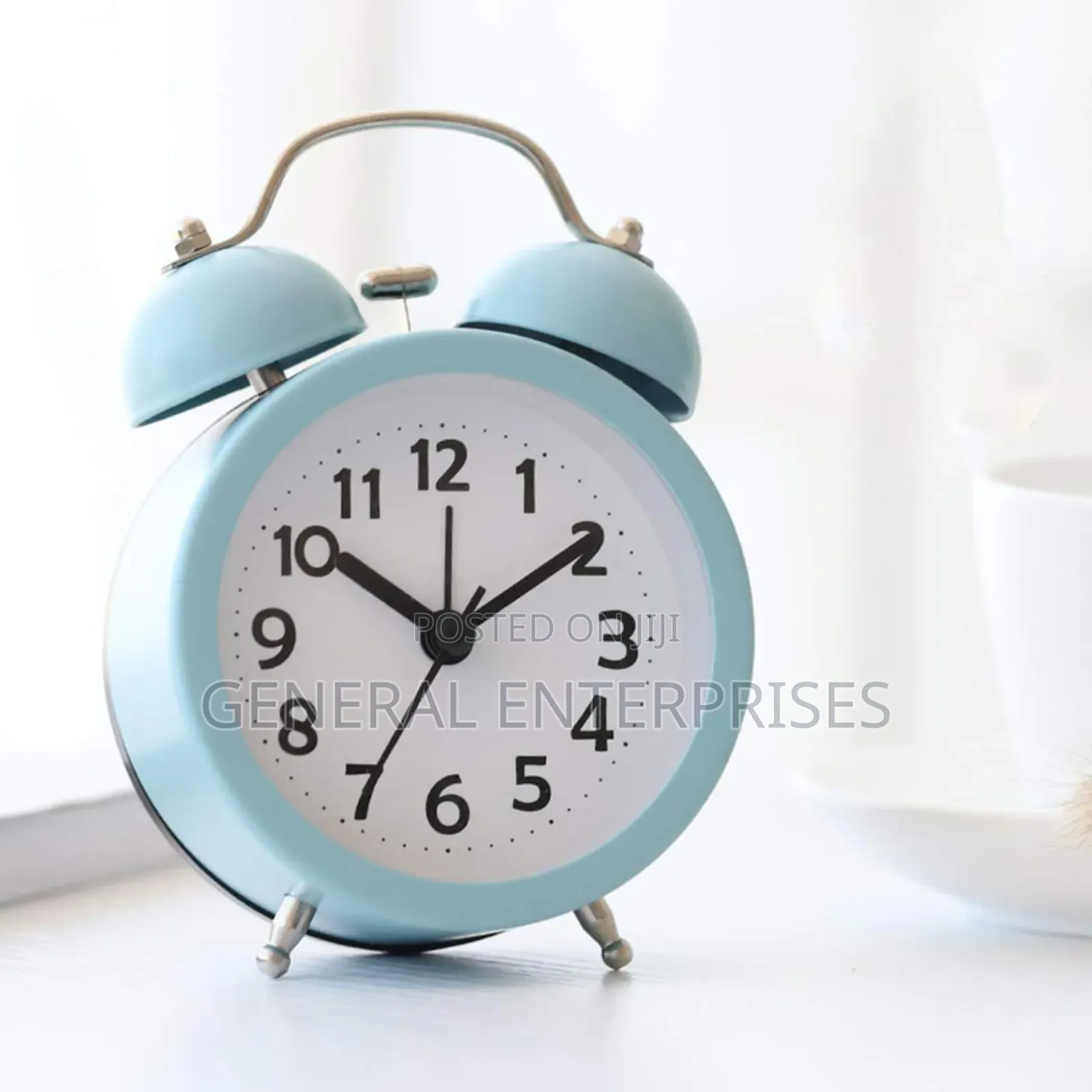 Blue, Vintage-Style Twin Bell Alarm Clock