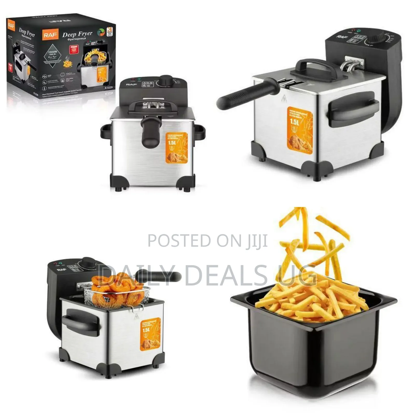 Raf Compact 1.5l Electric Deep Fryer With Frying Basket - Multicolor