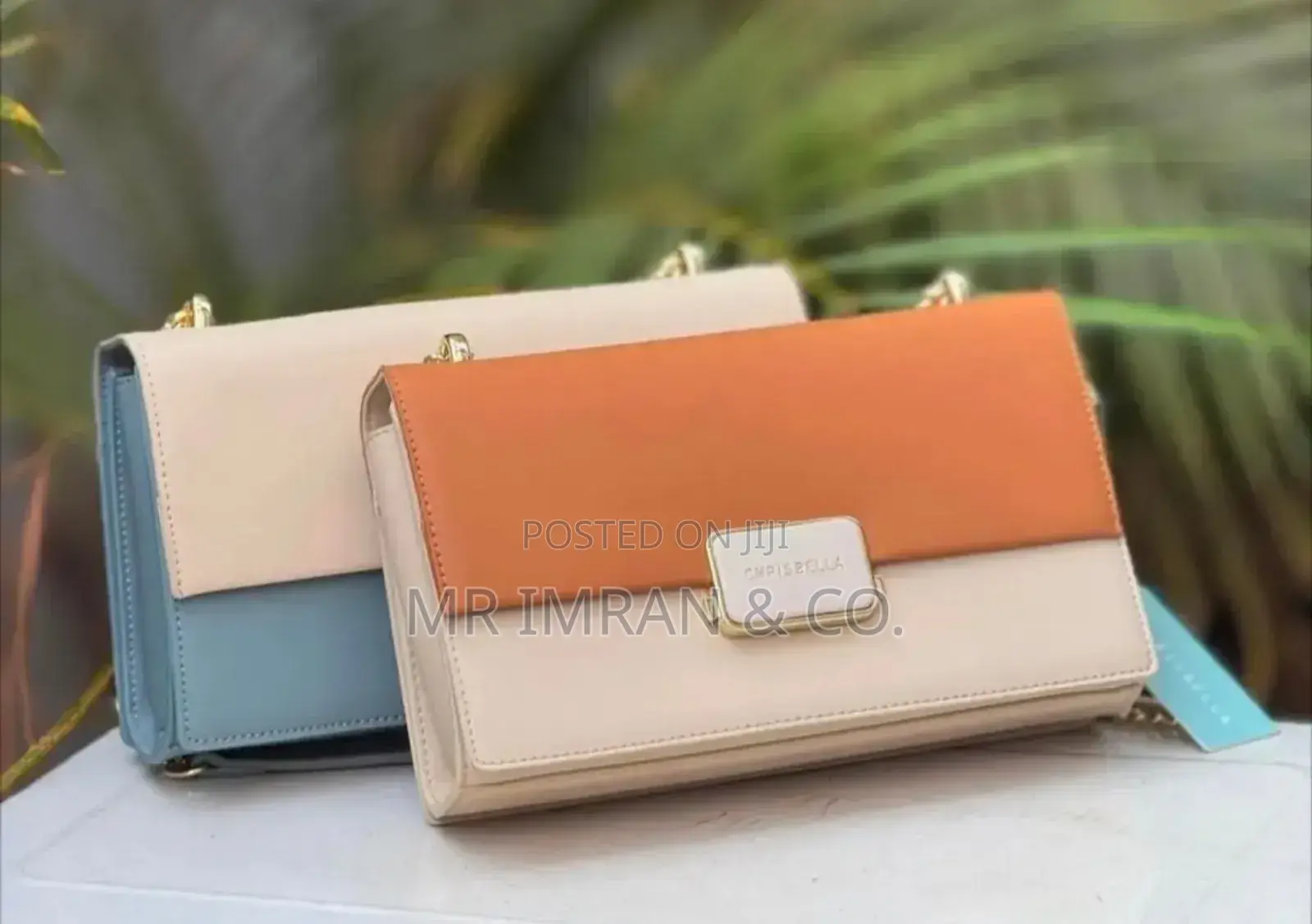 Two-Tone Chain Shoulder Bag.