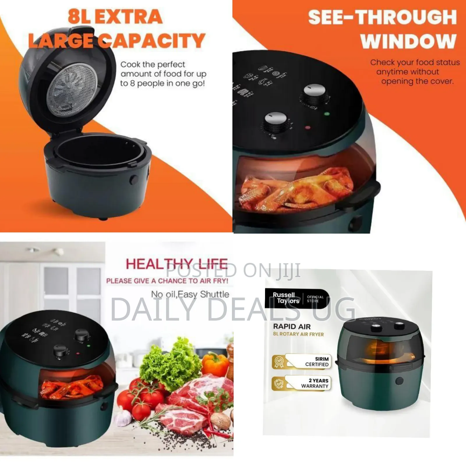 Russell Taylors 8l Rapid Air Rotary Air Fryer - Multicolor