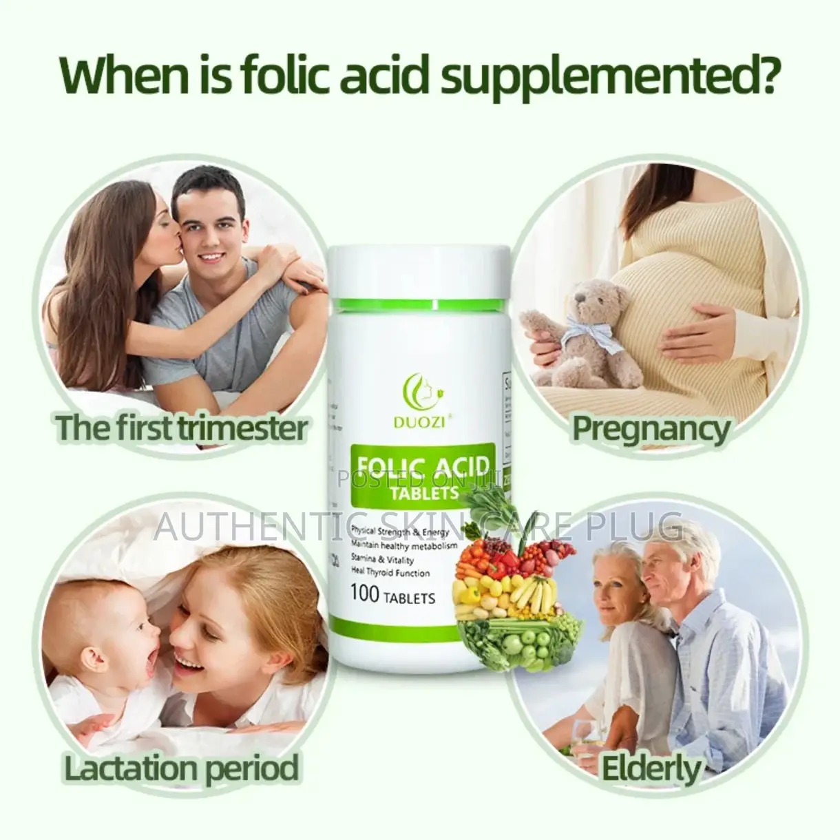 Duozi Folic Acid Tablet Dietary Prenatal,Energy, Cell Growth Tablets