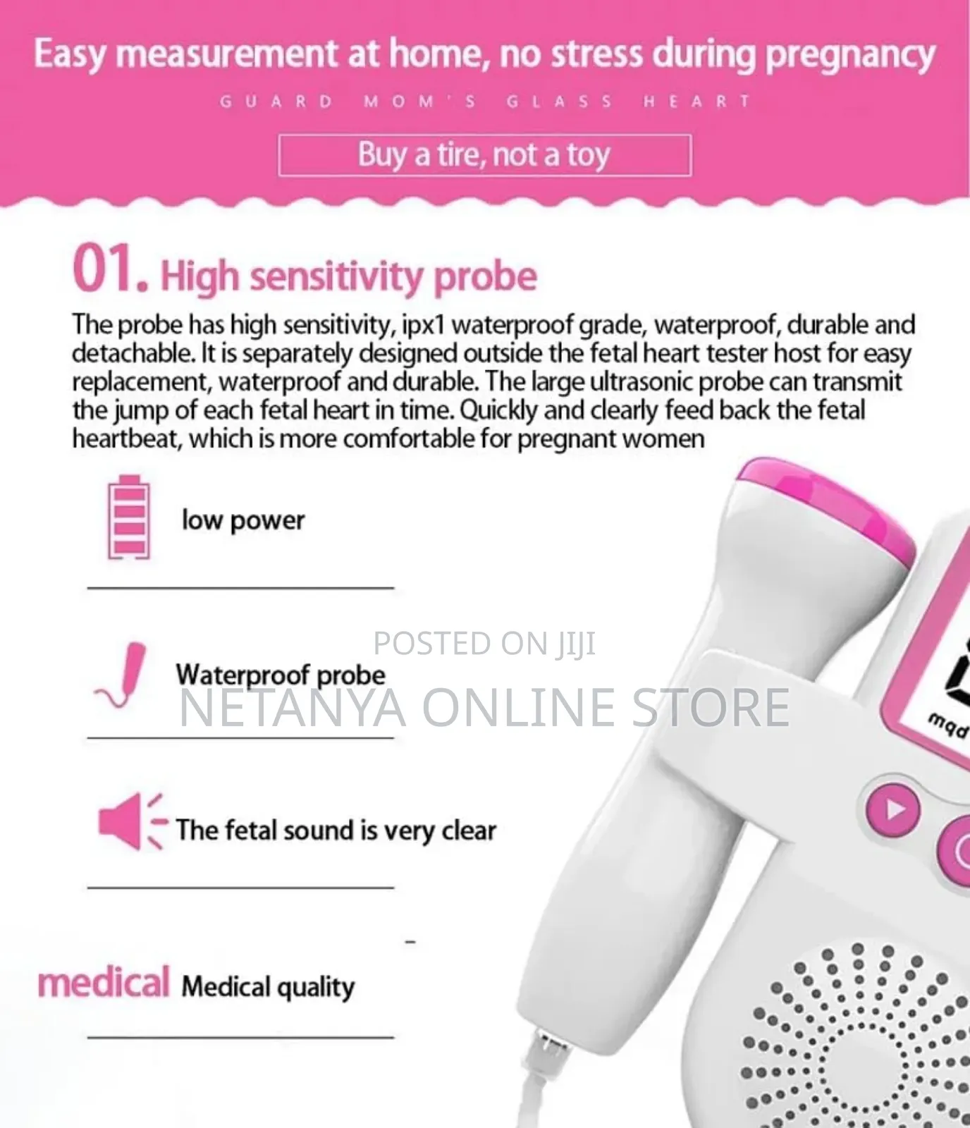 Handheld Portable Fetal Doppler(Heart Beat Monitor)