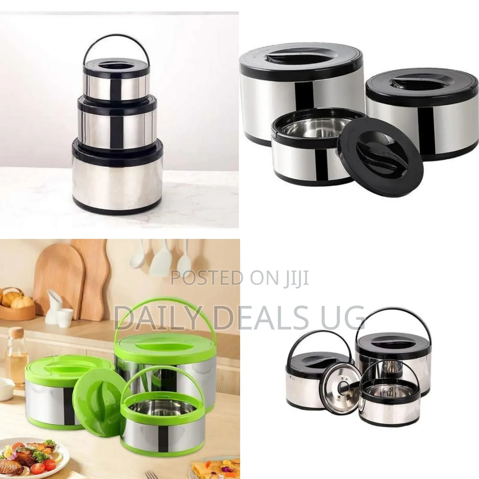 Set of 3 Insulated Thermal Food Casseroles With Handles