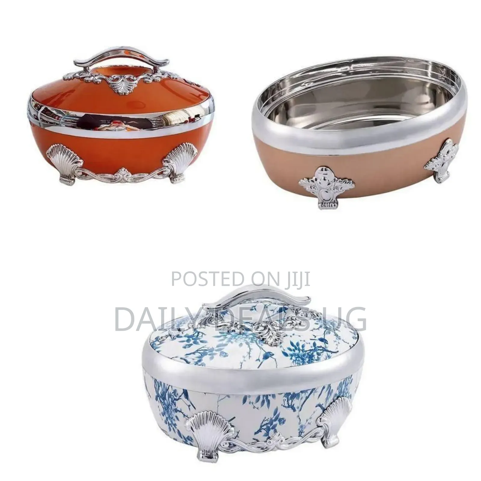 Ornate Insulated Food Warmer Casserole With Metallic Accents-Multicolo