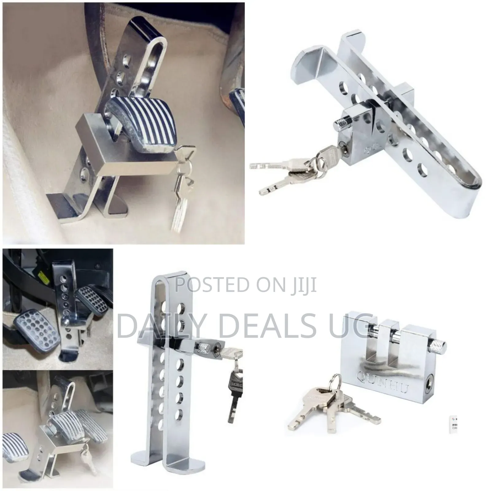 An Adjustable 8-jole Stainless Steel Car Brake And Clutch Pedal Lock