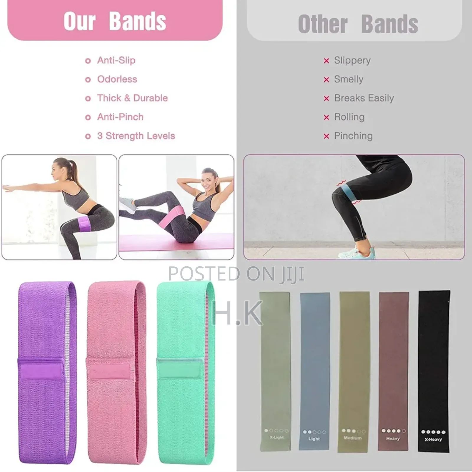 Resistance Hip Loop Bands for Legs, Butt, Thighs Glutes Exercises