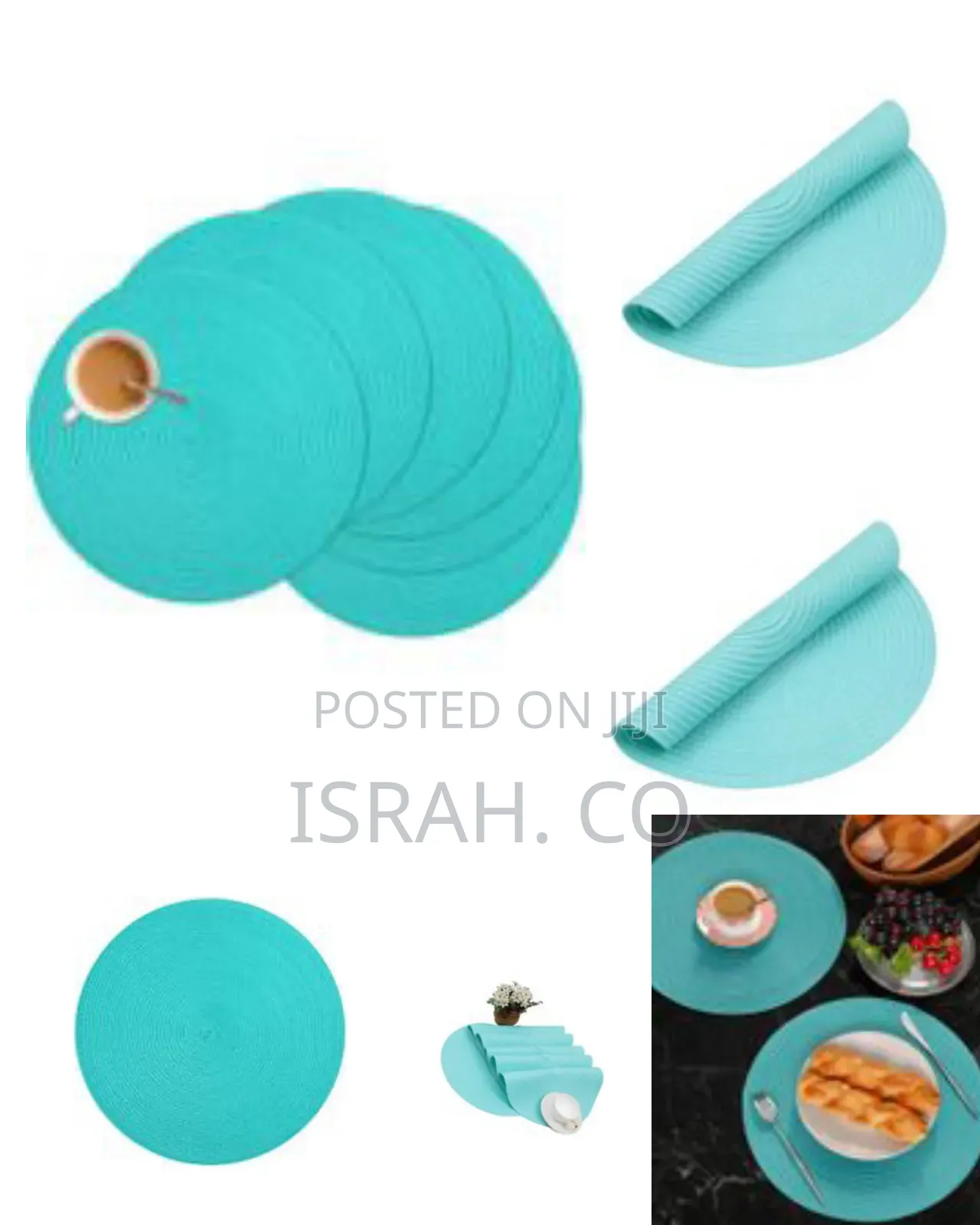 Round Placemats Set of 6,Braided 15 Inch Table Mats Heat Resistant.V