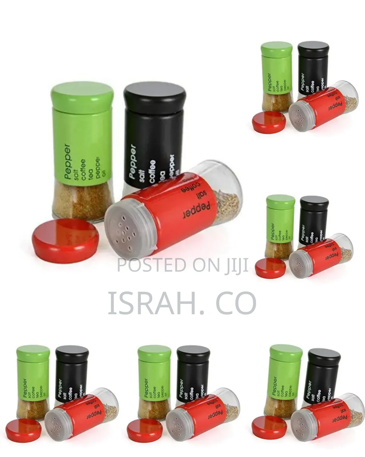 3 Pc Steel and Glass Pepper and Salt Shaker Set