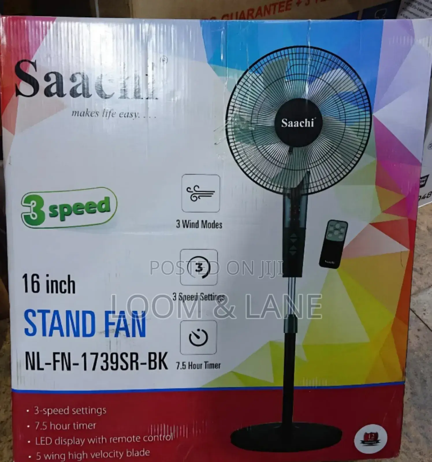 Saachi 16 Inch Stand Fan (Model Nl-Fn-1739sr-Bk)