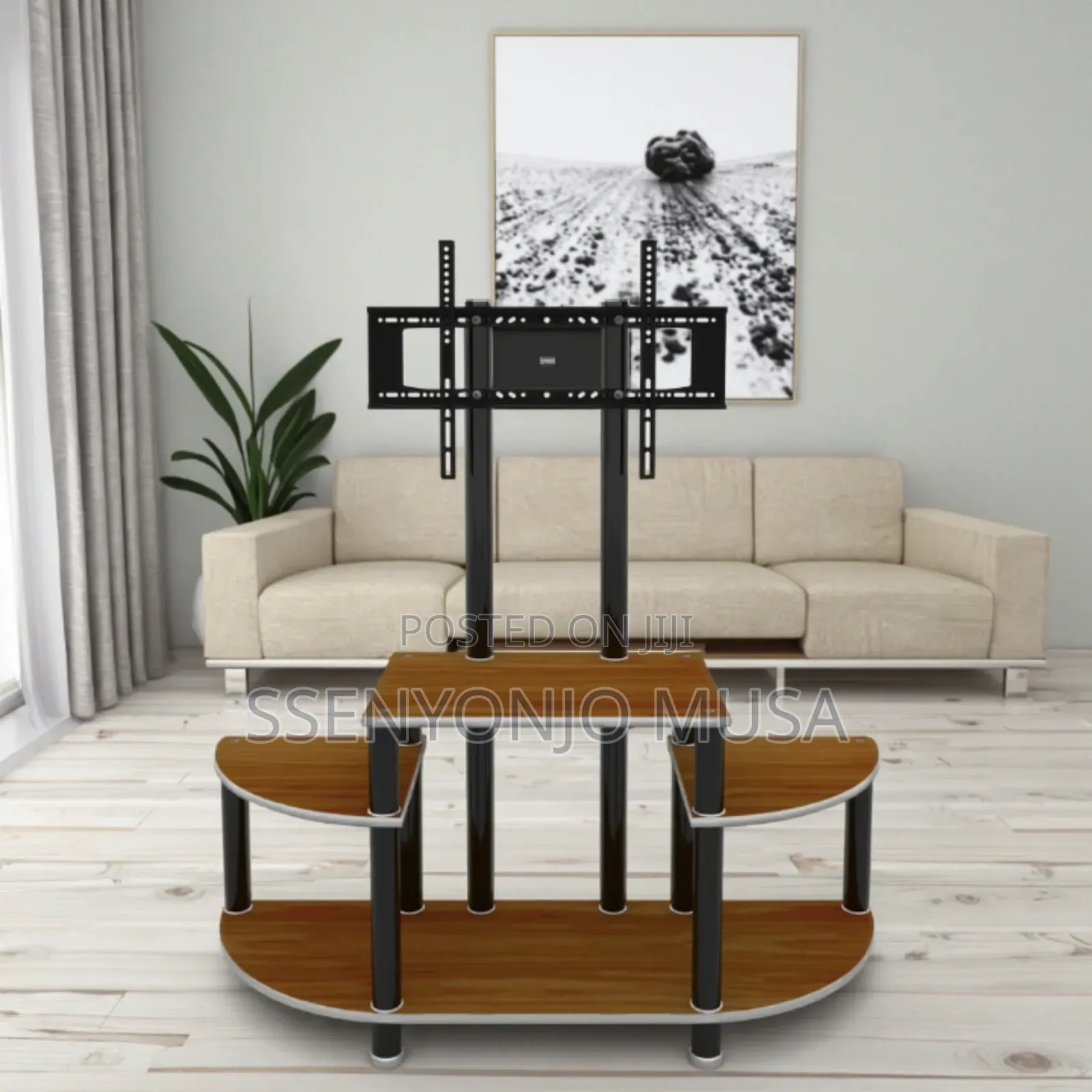 Wooden Ym Tv Stand - Black, Durable Quality (24-65 Inches)