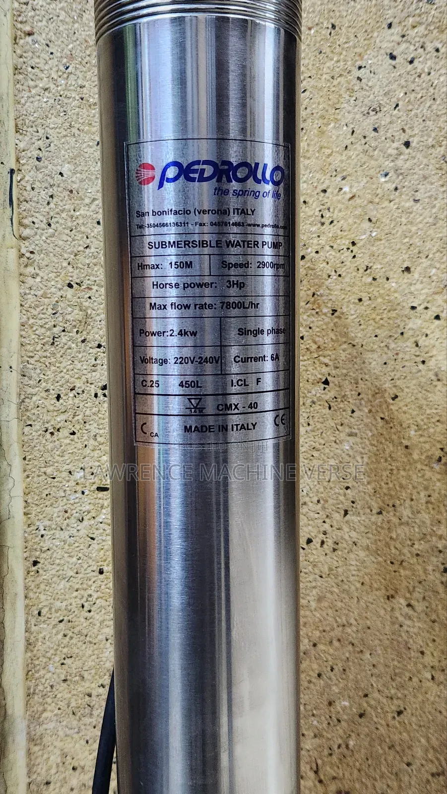 Submersible Water Pump Pedrolla 150m Single Phase