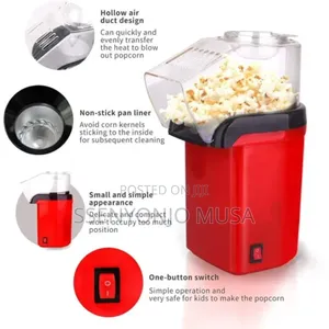 Meixi Electric Popcorn Maker - Red, Oil-Free, Quick Easy