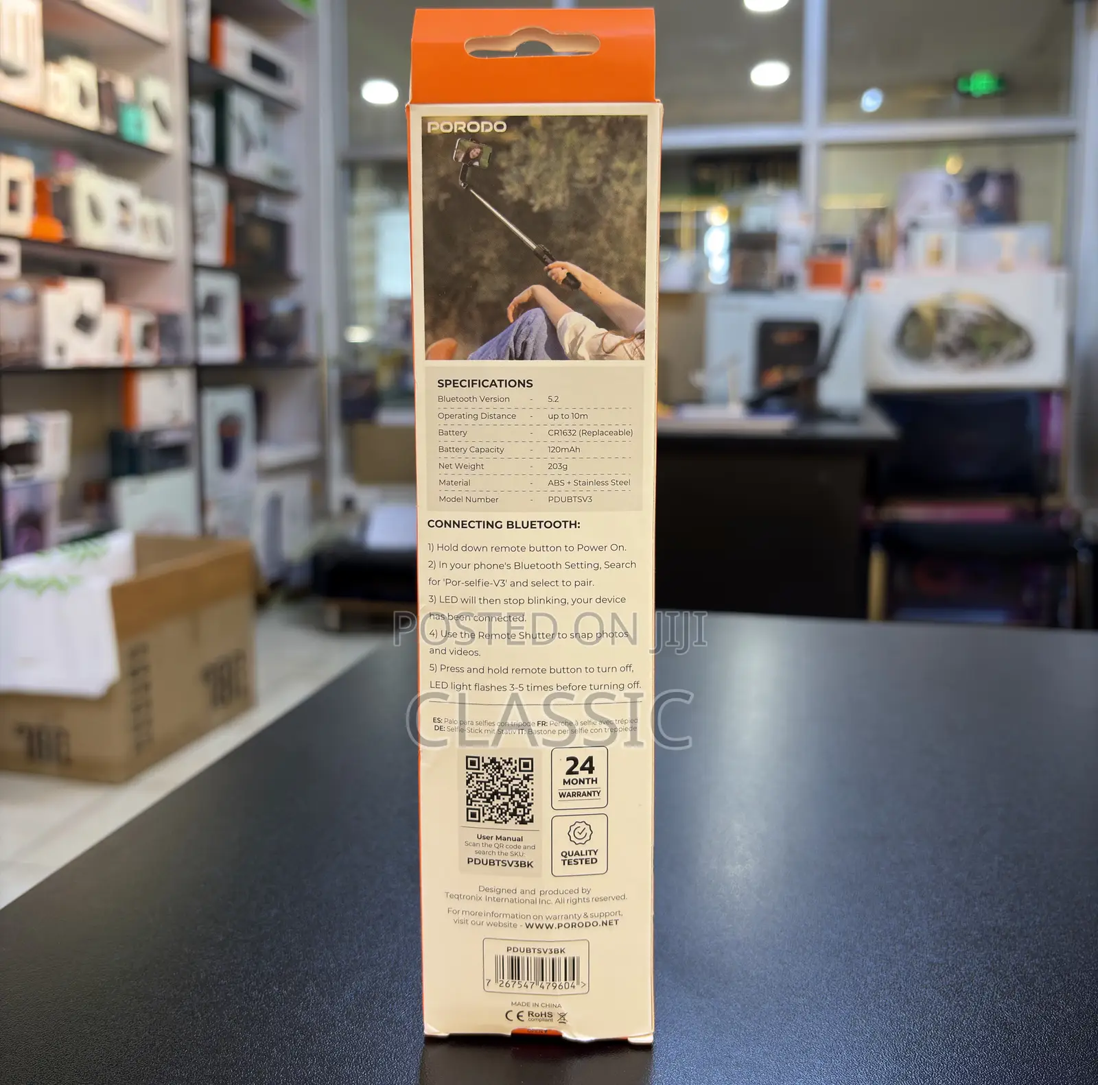 Porodo Bluetooth Selfie Stick With Tripod Stand