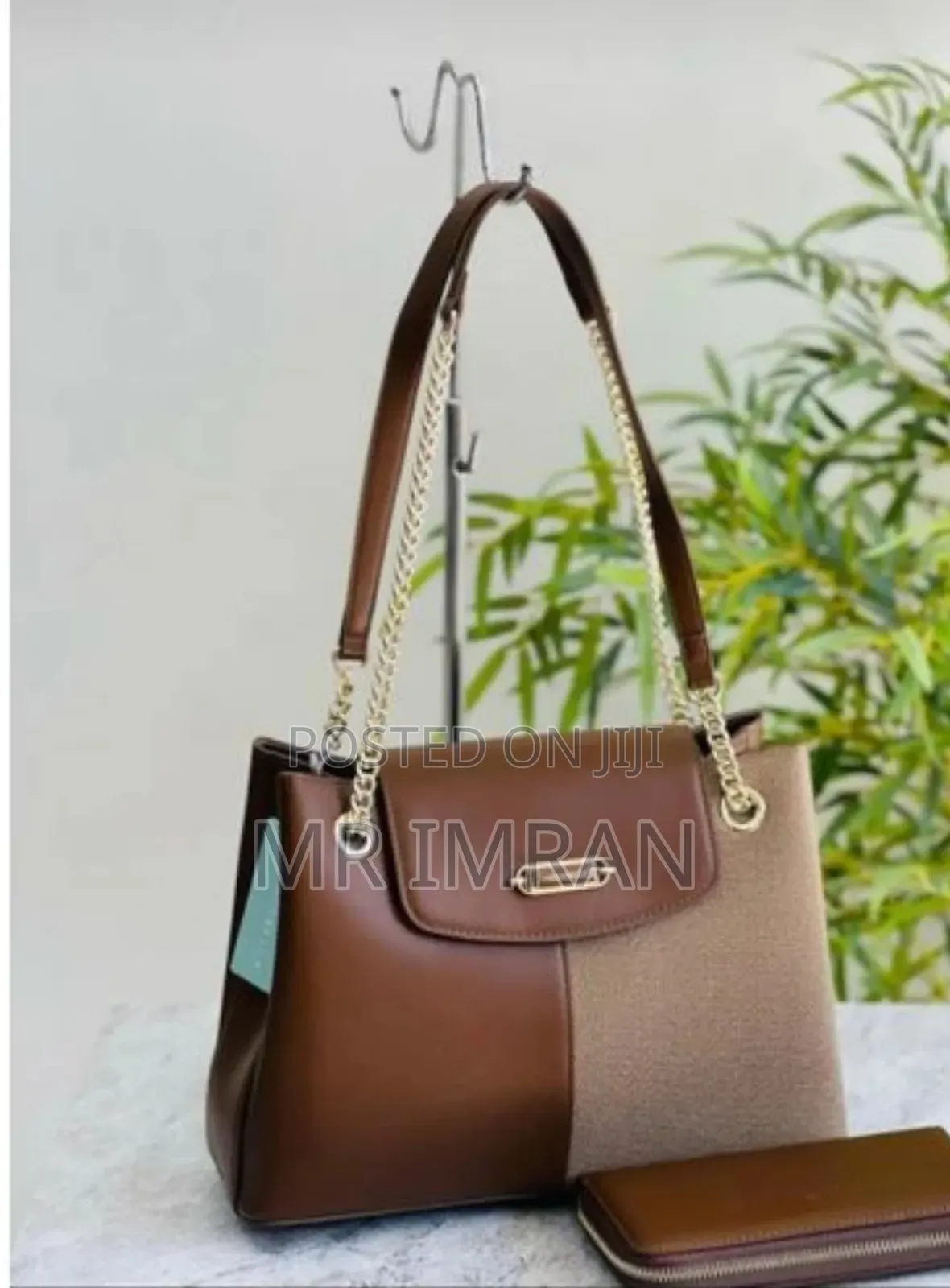 2in1 Grey Quilted Handbag