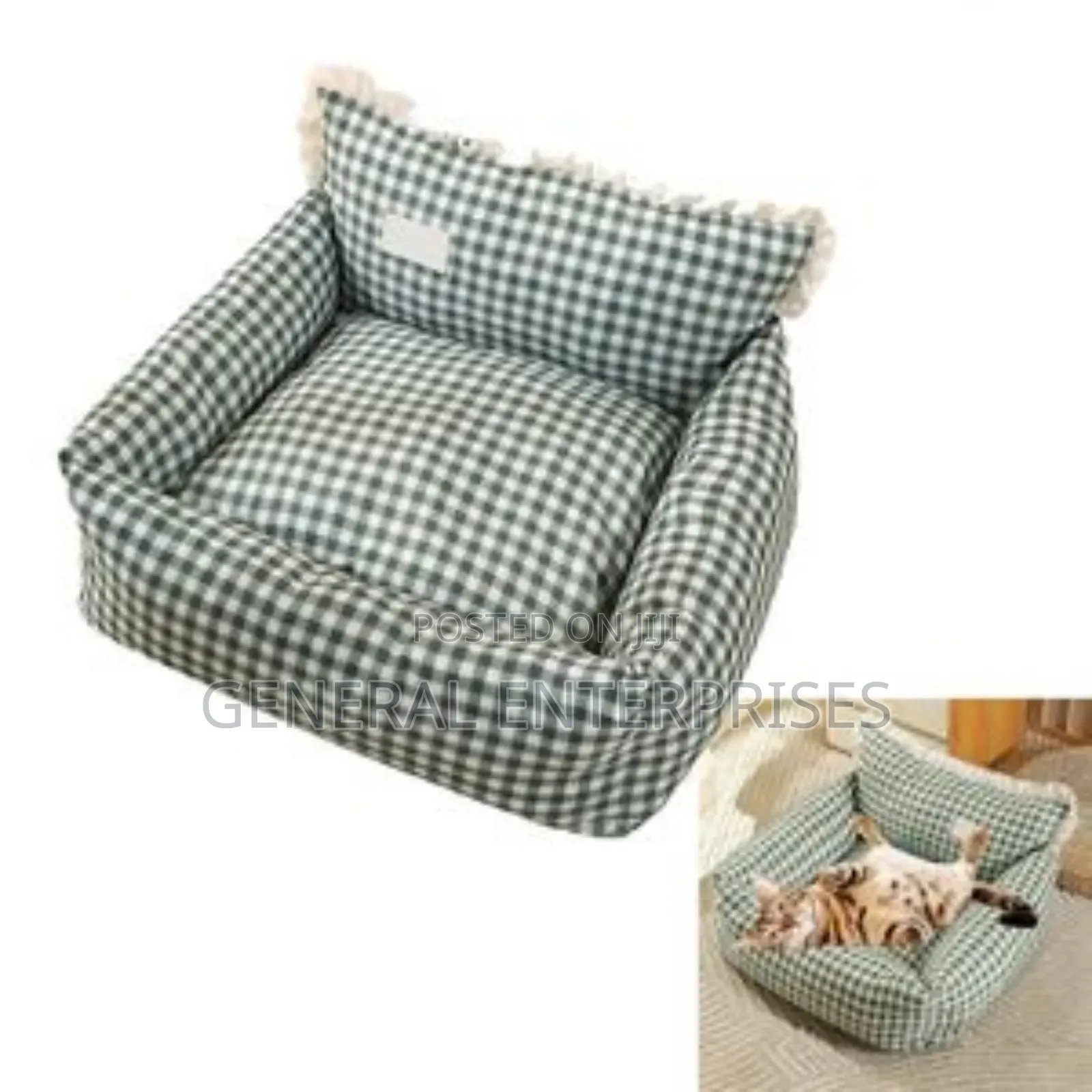 Green Checkered Pet Sofa Bed