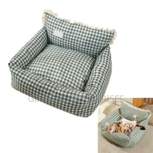 Green Checkered Pet Sofa Bed