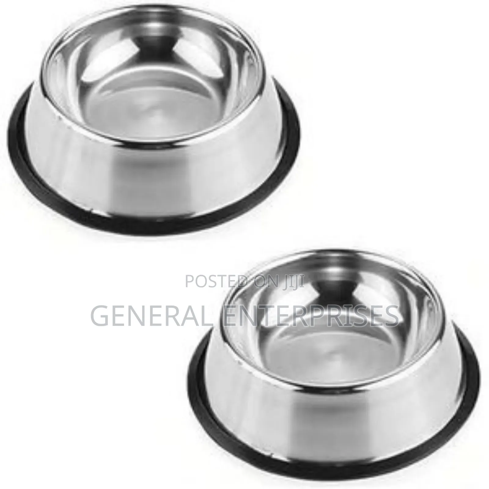 Set of Stainless Steel Pet Feeding Bowls.