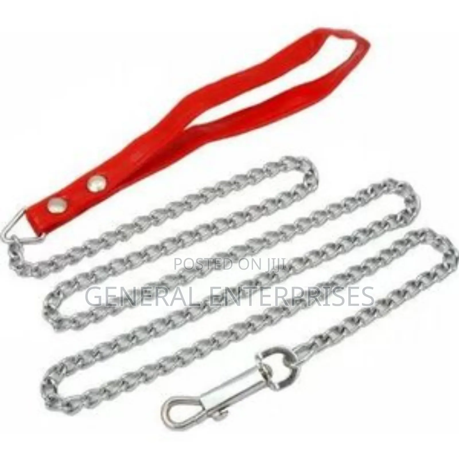 Heavy-Duty Dog Chain Leash With a Red Handle.