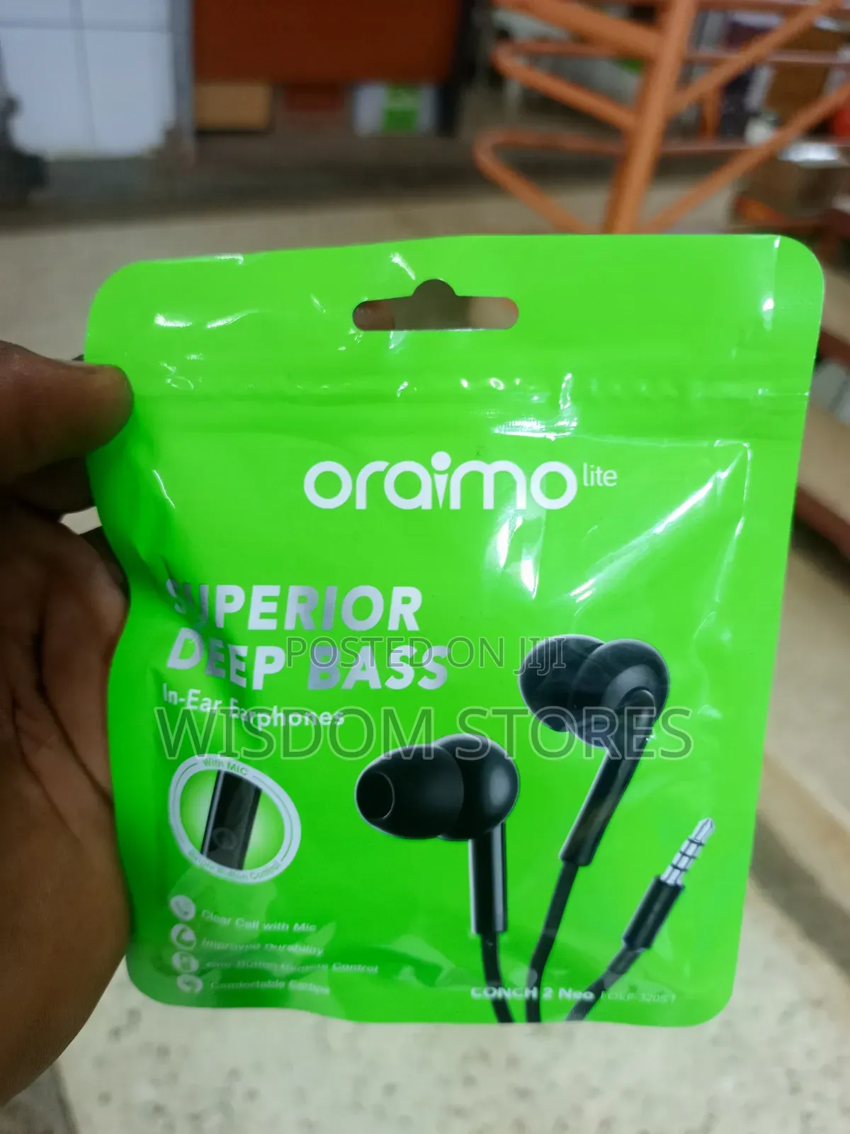 Oraimo Conch 2 Neo 3.5mm in-Ear Wired Headphones (Oep-320s), Black