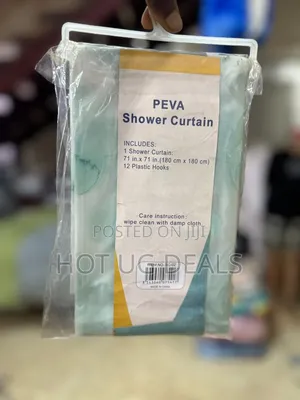 Shower Curtain With Decorative 180cm By 180cm Hooks - Multicolor