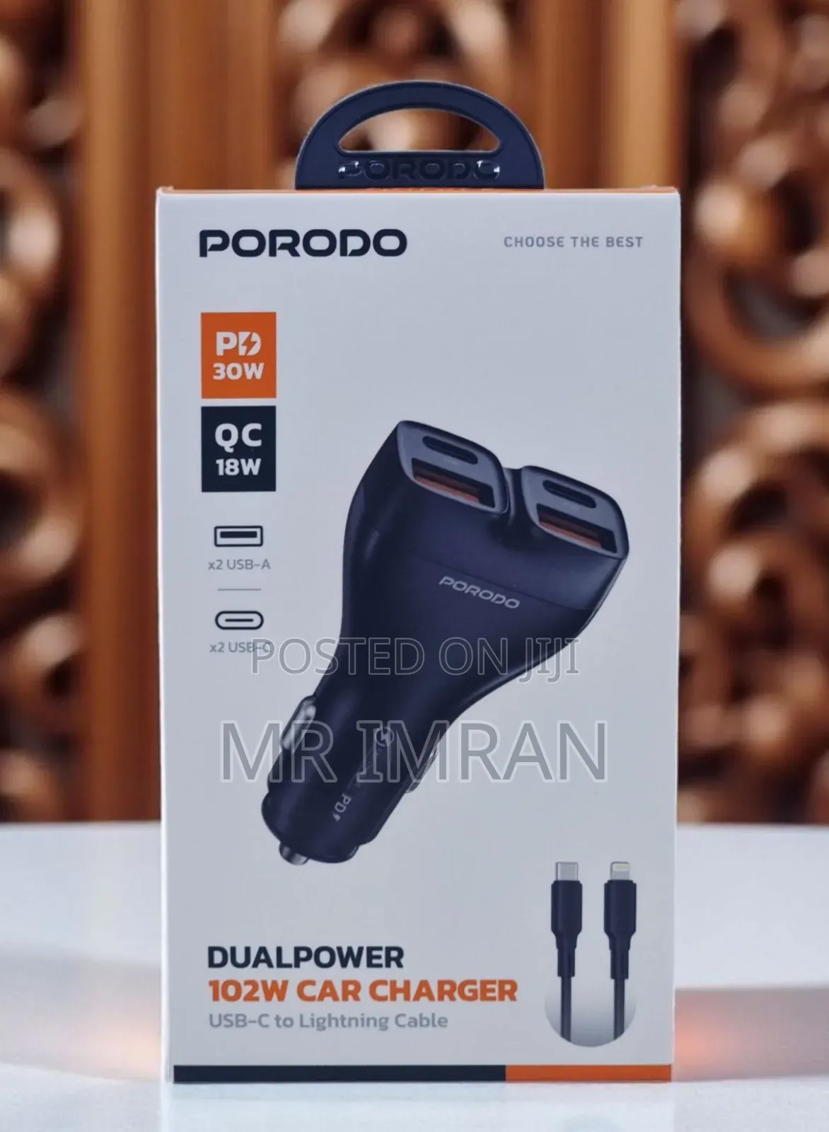 Porodo Dualpower 102w Car Charger.