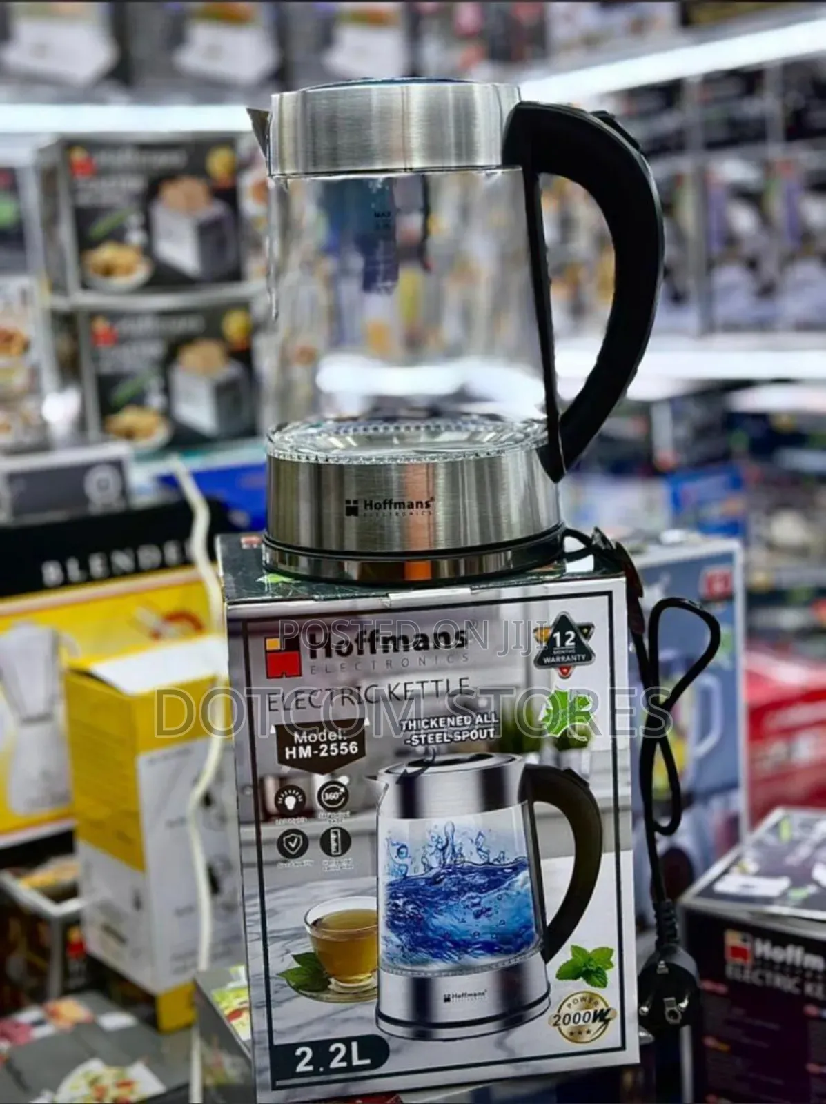 Hoffmans 2.2l Glass Electric Kettle (Model Hm-2556).