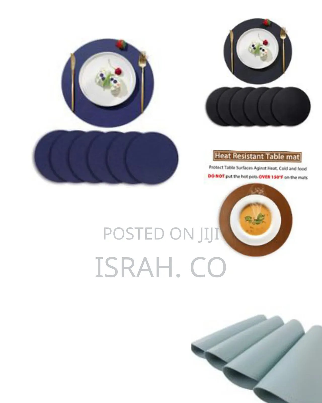 6pack Faux Leather Placemats Set, Round Pu Dinning Table Mats