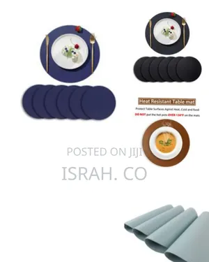 6pack Faux Leather Placemats Set, Round Pu Dinning Table Mats