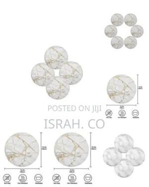 2 Sided 6pc Marble Design Round Placemats Dining Table Mats