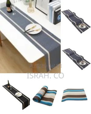 Woven Vinyl Striped Non-Slip Dining Coffee Dresser Table Runner PVC
