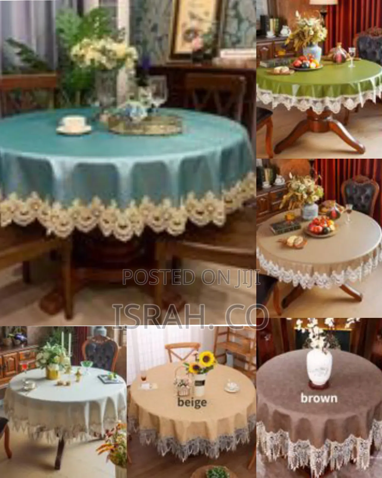 70 Inch Round Table Cloth Lace Tablecloth Wipeable Pastoral Waterproof