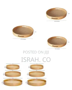 Bamboo Weaving Sieve Wooden Round Serving Tray Set of 3pcs