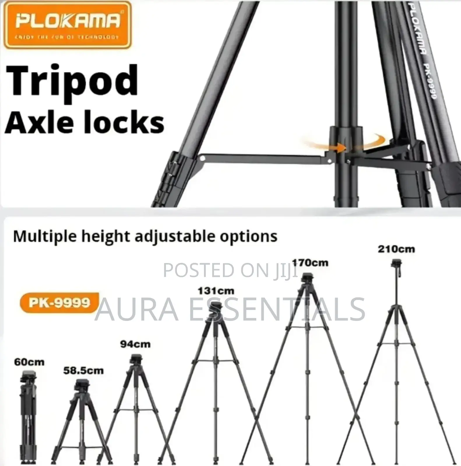 Plokama Heavy-Duty Camera Tripod With Mobile Phone Holder