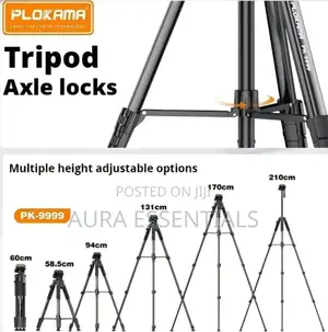 Plokama Heavy-Duty Camera Tripod With Mobile Phone Holder