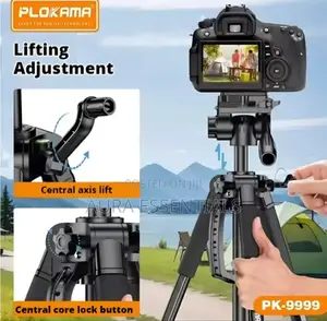 Plokama Heavy-Duty Camera Tripod With Mobile Phone Holder