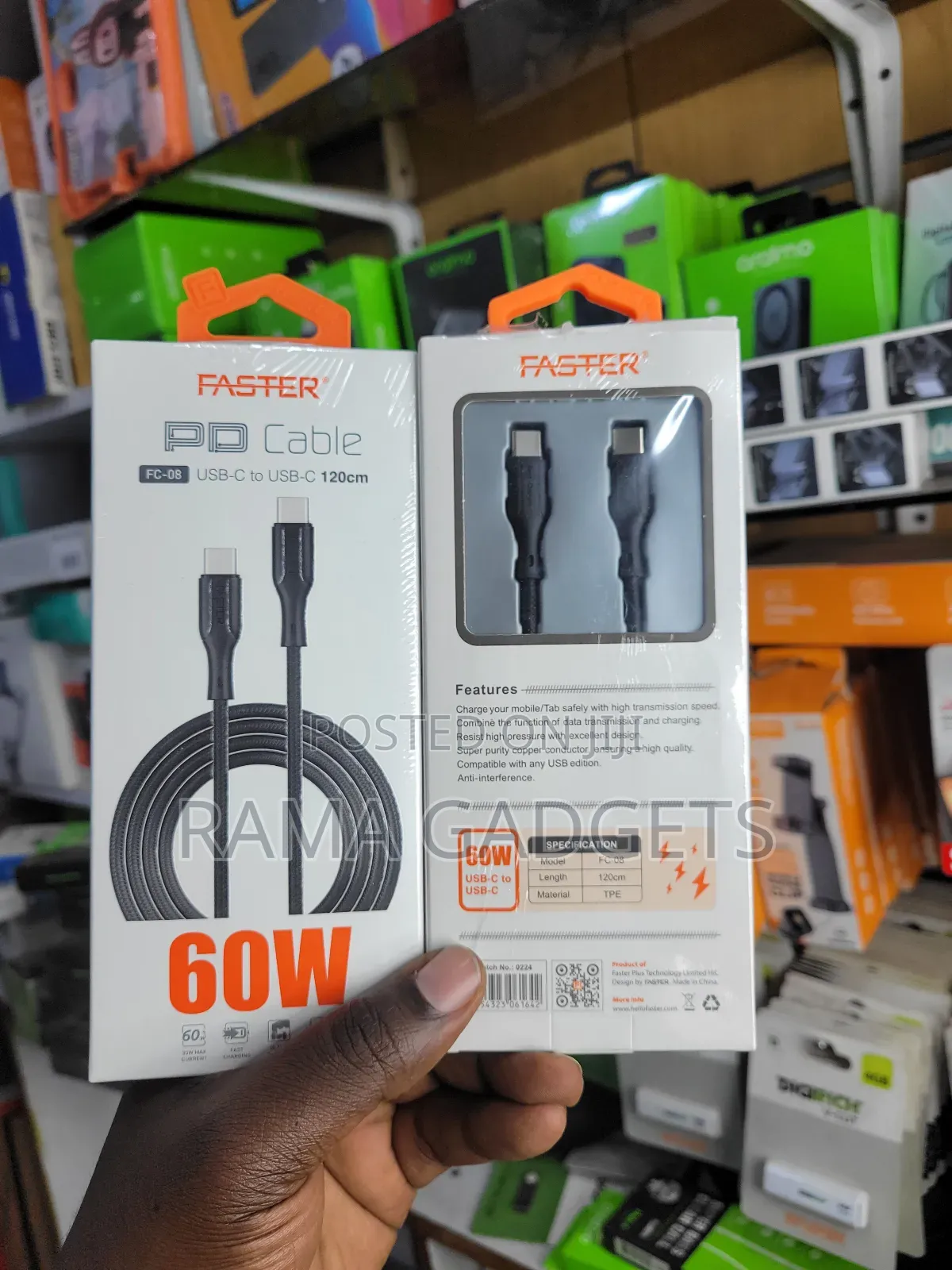 Faster Brand Fc-08 Usb-C to Usb-C 120cm Fast Charging