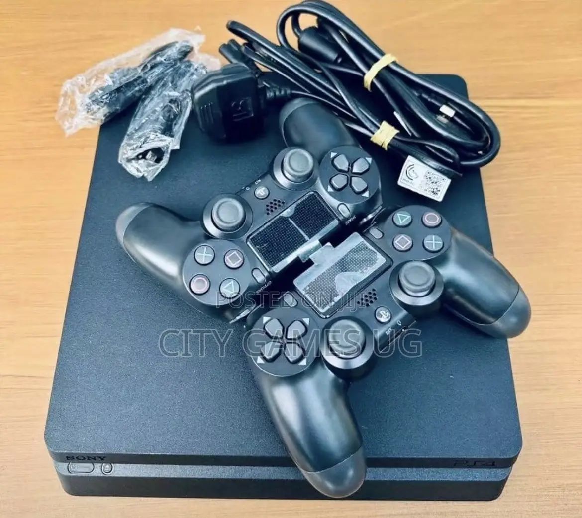 Sony Playstation 4 Slim ; Console - Jet Black With 2 Controllers