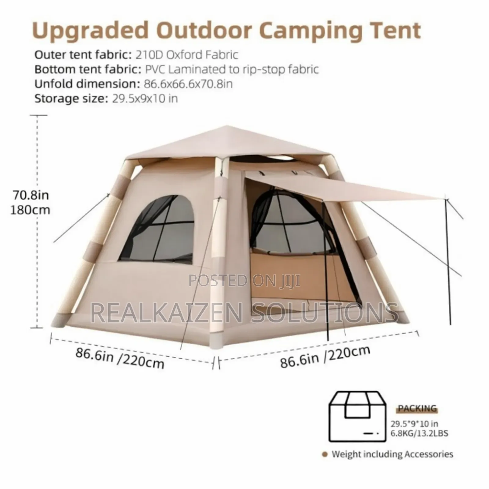 Premium All Season Waterproof Inflatable Camping Tent for 4–8 People