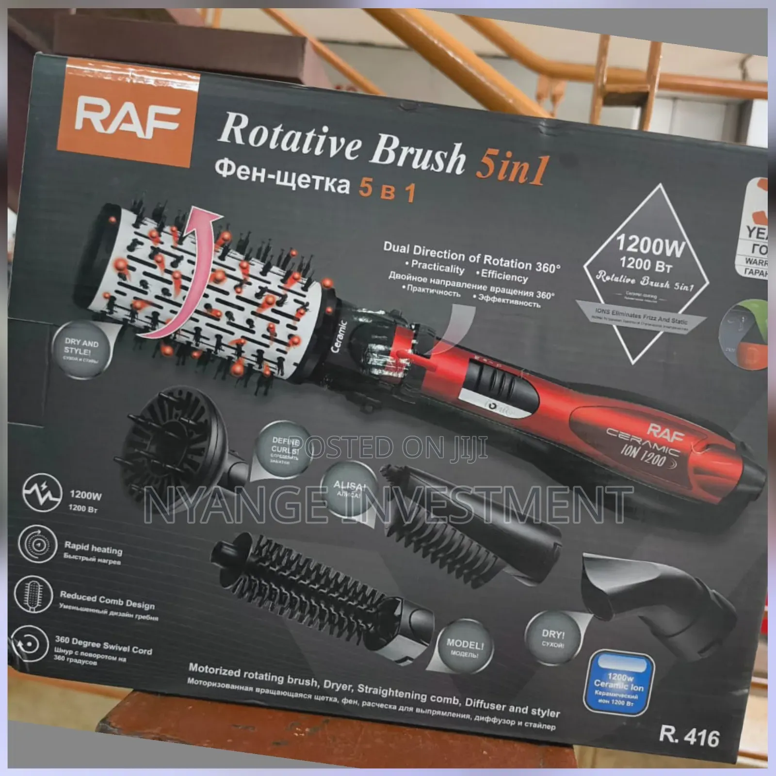 Raf Rotative 5 in 1 Brush for Hair Stylist