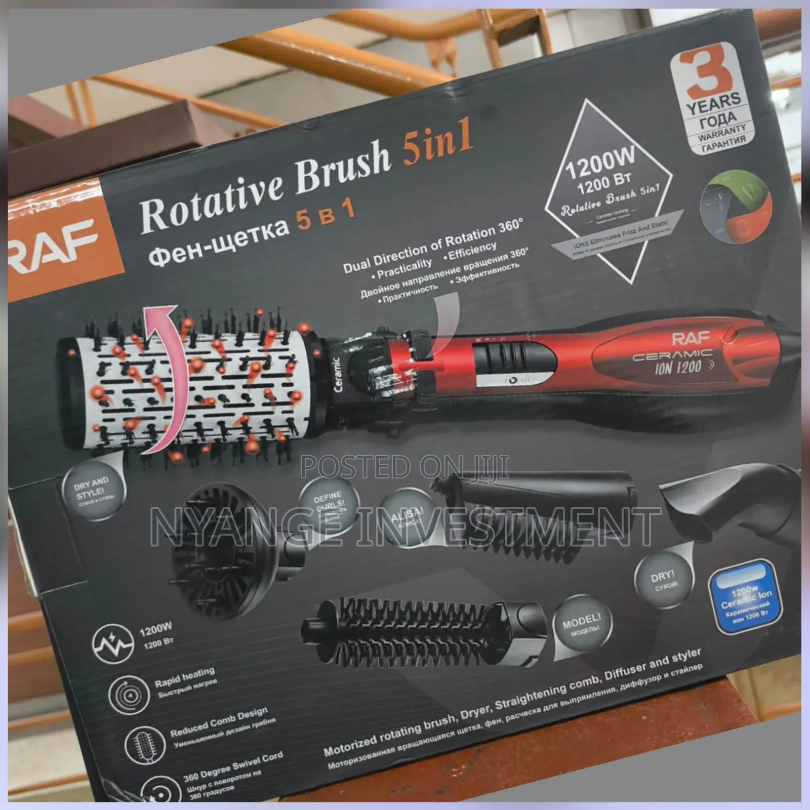 Raf Rotative 5 in 1 Brush for Hair Stylist