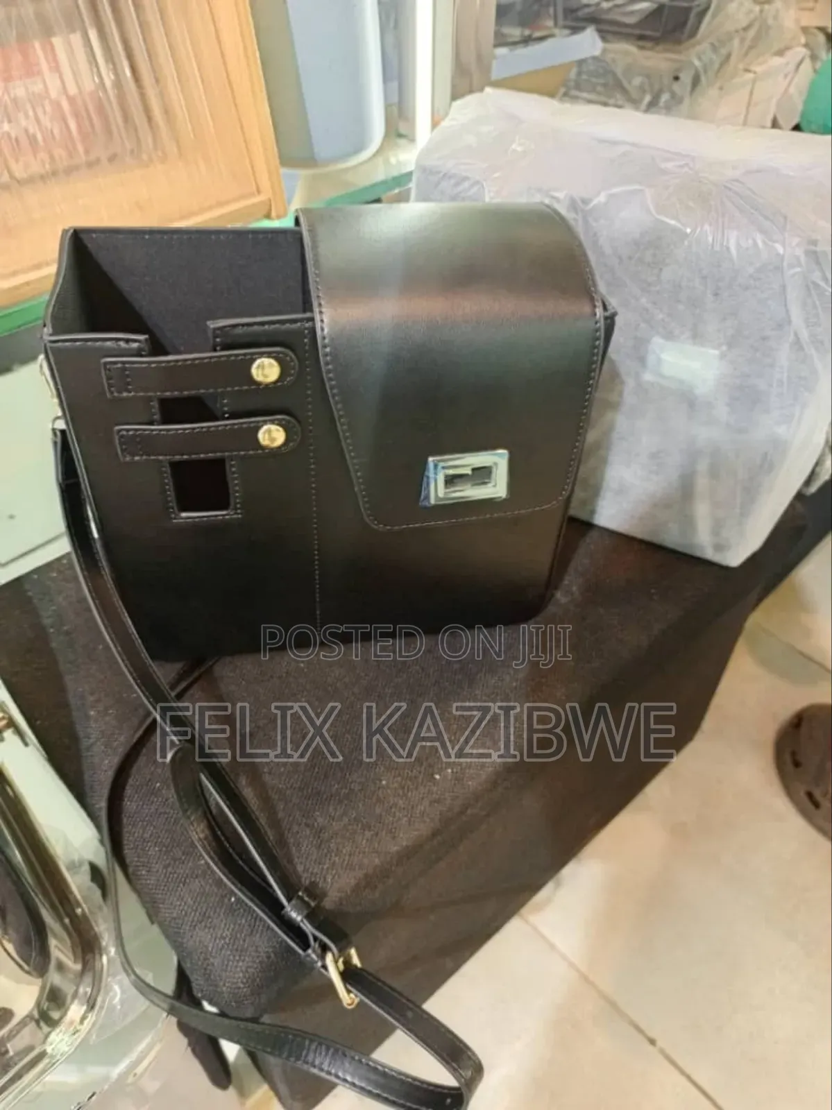 Faux Leather Crossbody Bag.