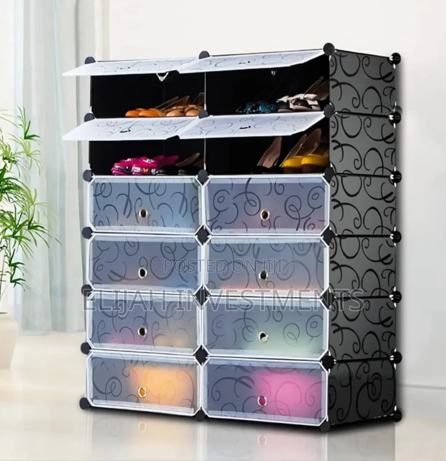 Modular Plastic Wardrobe 12 Cubes, Shoe Rack Mallet