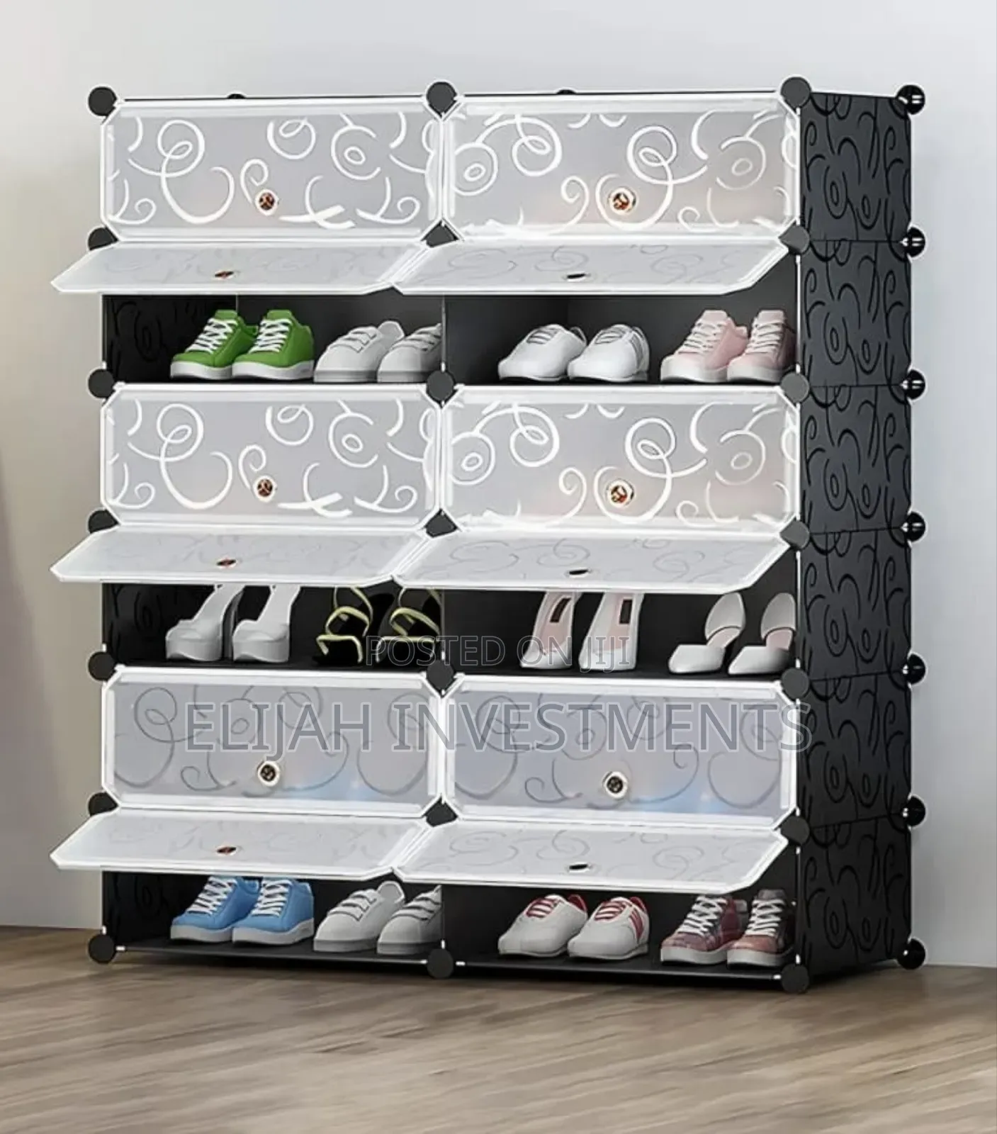 Modular Plastic Wardrobe 12 Cubes, Shoe Rack Mallet
