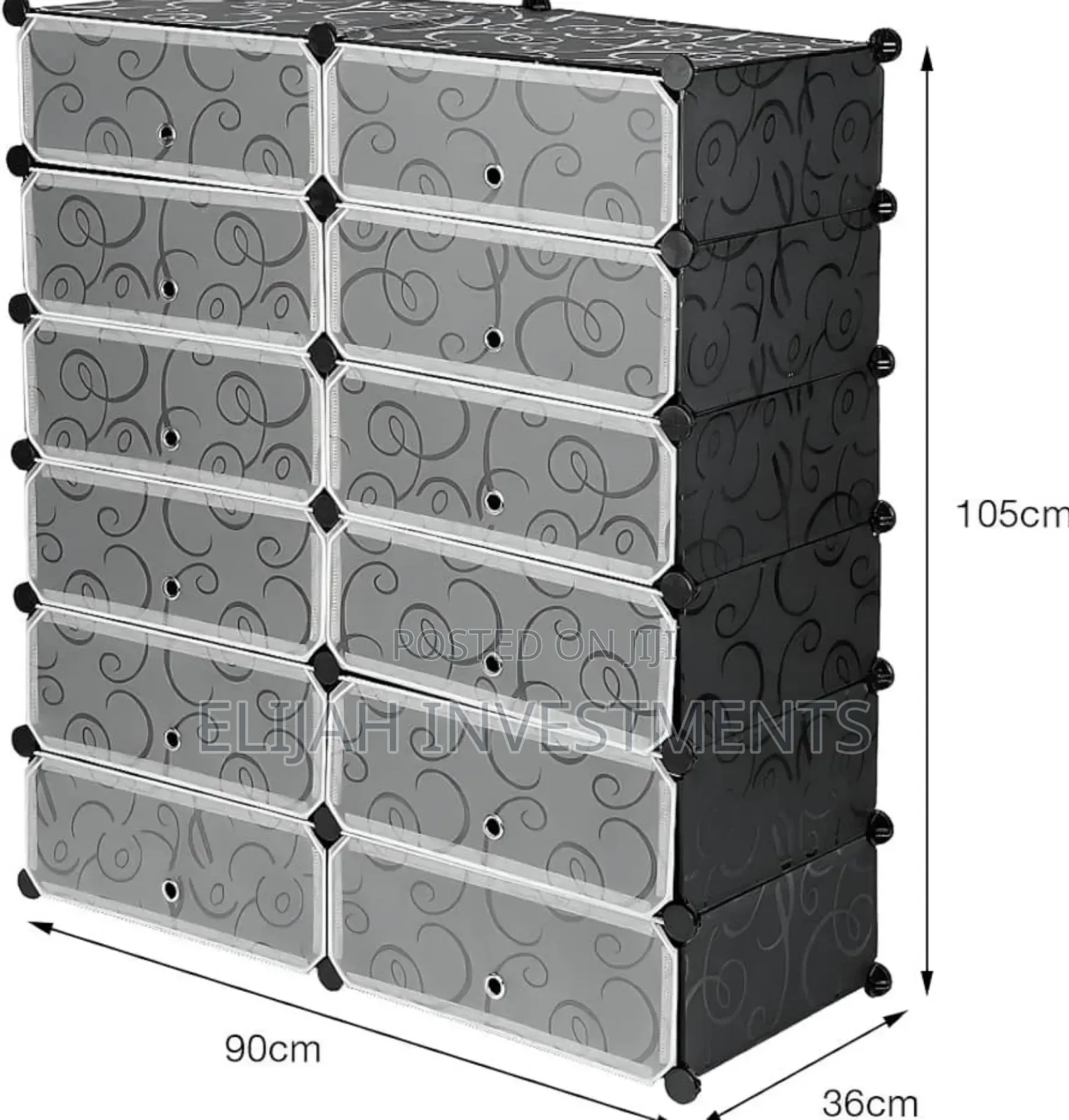 Modular Plastic Wardrobe 12 Cubes, Shoe Rack Mallet