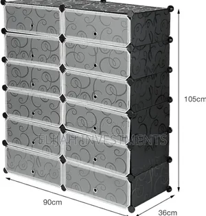Modular Plastic Wardrobe 12 Cubes, Shoe Rack Mallet