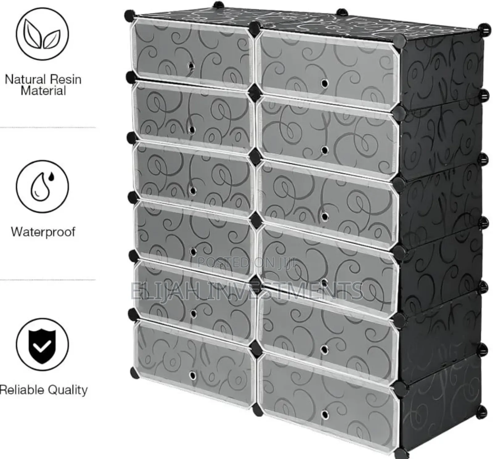 Modular Plastic Wardrobe 12 Cubes, Shoe Rack Mallet
