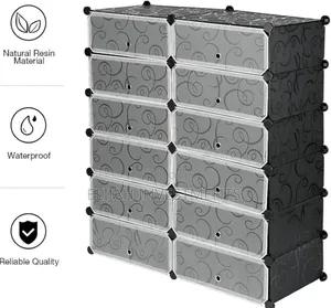Modular Plastic Wardrobe 12 Cubes, Shoe Rack Mallet