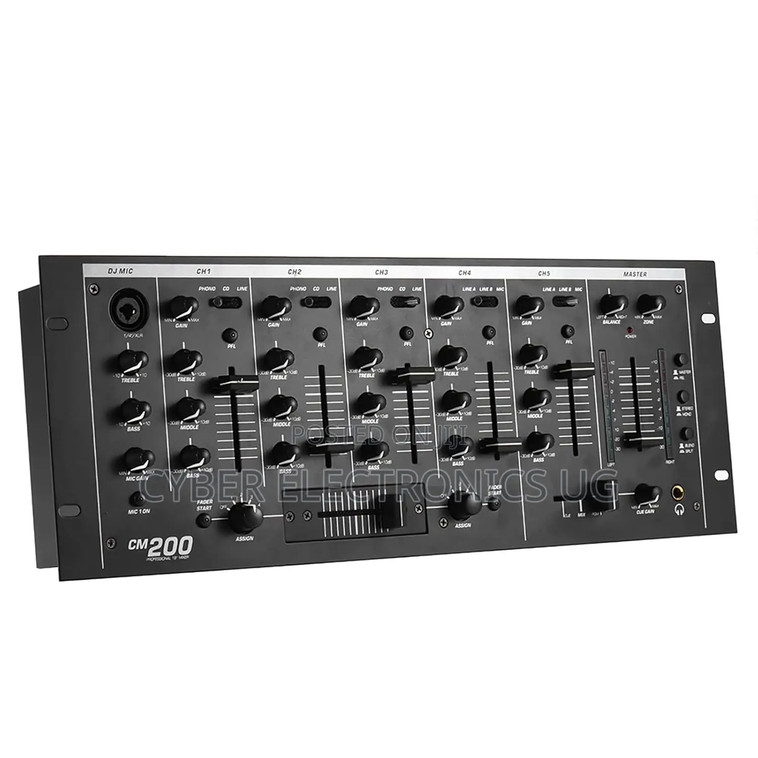 Cm200 Professional 5-Channel Dj Rack Mount Stereo Mixer Mixing Console
