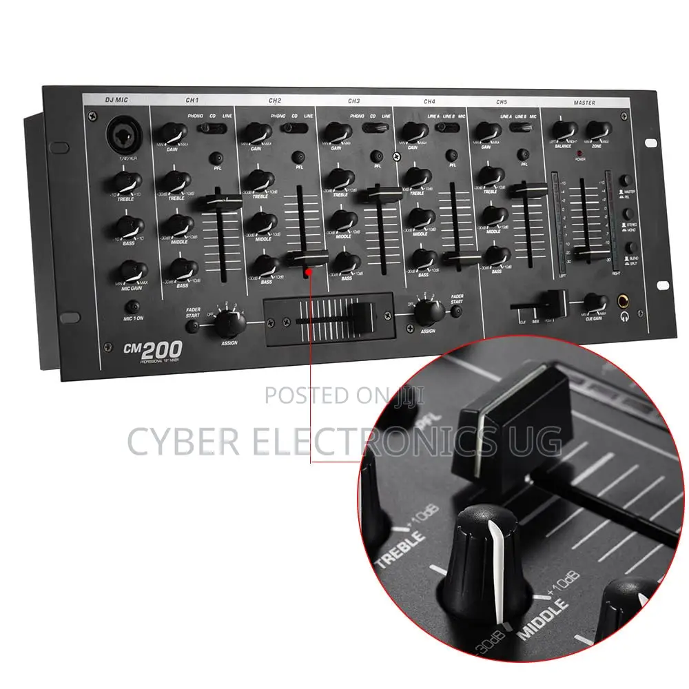 Cm200 Professional 5-Channel Dj Rack Mount Stereo Mixer Mixing Console